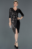 Short Black-Silver Invitation Dress ABK704