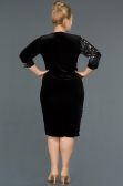 Black-Silver Short Plus Size Evening Dress ABK653