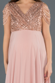 Long Powder Color Pregnancy Evening Dress ABU747