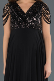 Long Black-Silver Pregnancy Evening Dress ABU747