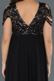 Long Black-Silver Pregnancy Evening Dress ABU747