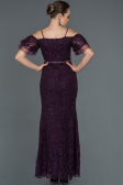 Long Dark Purple Laced Evening Dress ABU1156