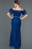 Long Sax Blue Laced Evening Dress ABU1156