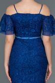 Long Sax Blue Laced Evening Dress ABU1156