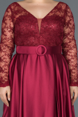 Long Burgundy Satin Plus Size Evening Dress ABU1216