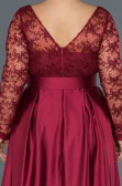 Long Burgundy Satin Plus Size Evening Dress ABU1216