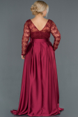 Long Burgundy Satin Plus Size Evening Dress ABU1216