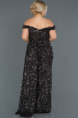 Long Black-Silver Plus Size Evening Dress ABU1126