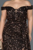Long Black-Gold Plus Size Evening Dress ABU1126
