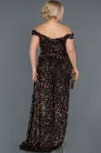 Long Black-Gold Plus Size Evening Dress ABU1126