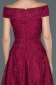 Plum Front Short Back Long Laced Prom Gown ABO018
