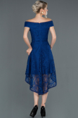 Sax Blue Front Short Back Long Laced Prom Gown ABO018