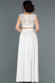 Long White Satin Prom Gown ABU1286