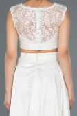 Long White Satin Prom Gown ABU1286