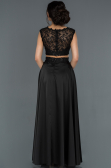Long Black Satin Prom Gown ABU1286