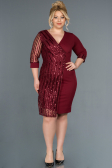 Short Burgundy Plus Size Evening Dress ABK810