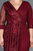 Short Burgundy Plus Size Evening Dress ABK810