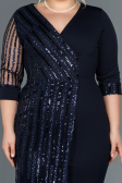 Short Navy Blue Plus Size Evening Dress ABK810