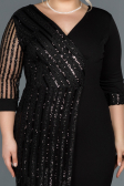 Short Black Plus Size Evening Dress ABK810