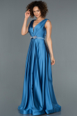 Long Indigo Satin Evening Dress ABU1175