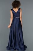 Long Navy Blue Satin Evening Dress ABU1175