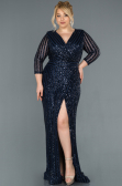 Navy Blue Long Oversized Mermaid Evening Dress ABU1043