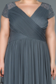 Long Anthracite Plus Size Evening Dress ABU025
