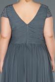Long Anthracite Plus Size Evening Dress ABU025