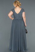 Long Anthracite Plus Size Evening Dress ABU025
