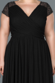 Long Black Plus Size Evening Dress ABU025