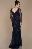 Navy Blue Long Plus Size Evening Dress ABU1225