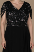 Black-Anthracite Long Plus Size Evening Dress ABU828
