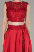 Red Long Satin Prom Gown ABU1286