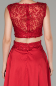 Red Long Satin Prom Gown ABU1286