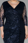 Short Navy Blue Oversized Evening Dress ABK833
