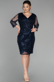 Short Navy Blue Oversized Evening Dress ABK833