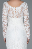 Long White Laced Evening Dress ABU1571