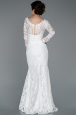 Long White Laced Evening Dress ABU1571