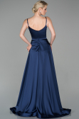Long Navy Blue Satin Evening Dress ABU1601