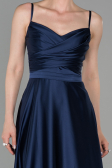 Long Navy Blue Satin Evening Dress ABU1601