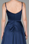 Long Navy Blue Satin Evening Dress ABU1601