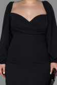 Midi Black Oversized Evening Dress ABK930