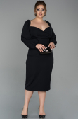 Midi Black Oversized Evening Dress ABK930
