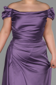 Long Lavender Satin Plus Size Evening Dress ABU1626