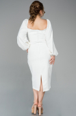 Midi White Oversized Evening Dress ABK930