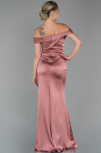 Long Rose Colored Satin Evening Dress ABU1713