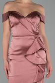Long Rose Colored Satin Evening Dress ABU1713