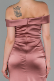 Long Rose Colored Satin Evening Dress ABU1713