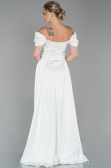 Long White Satin Evening Dress ABU1716