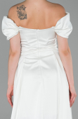Long White Satin Evening Dress ABU1716